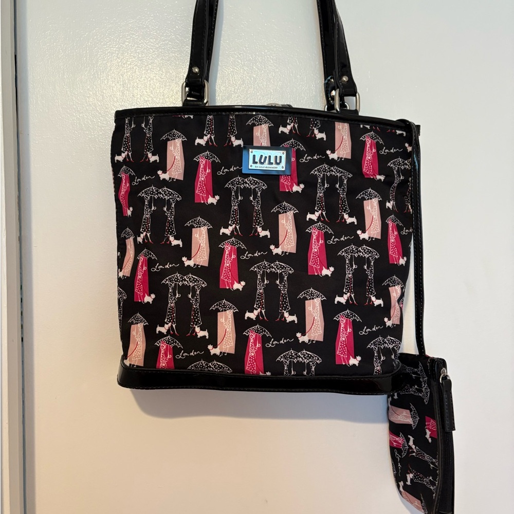 Lulu by Lulu Guinness Black and Pink London Tote